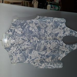 Jones New York 100% Linen Tie Front Top L